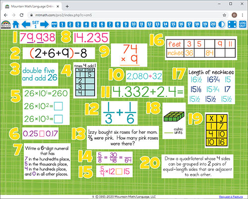 5th Grade Common Core Math Daily Review for Digital Whiteboard